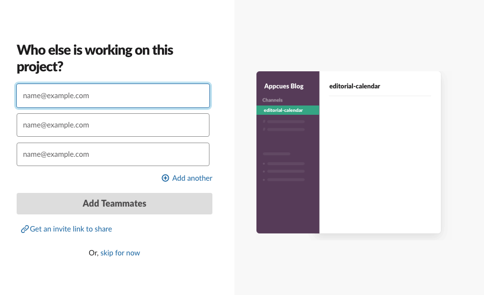 slack new 2019 user onboarding add a teammate account creation step