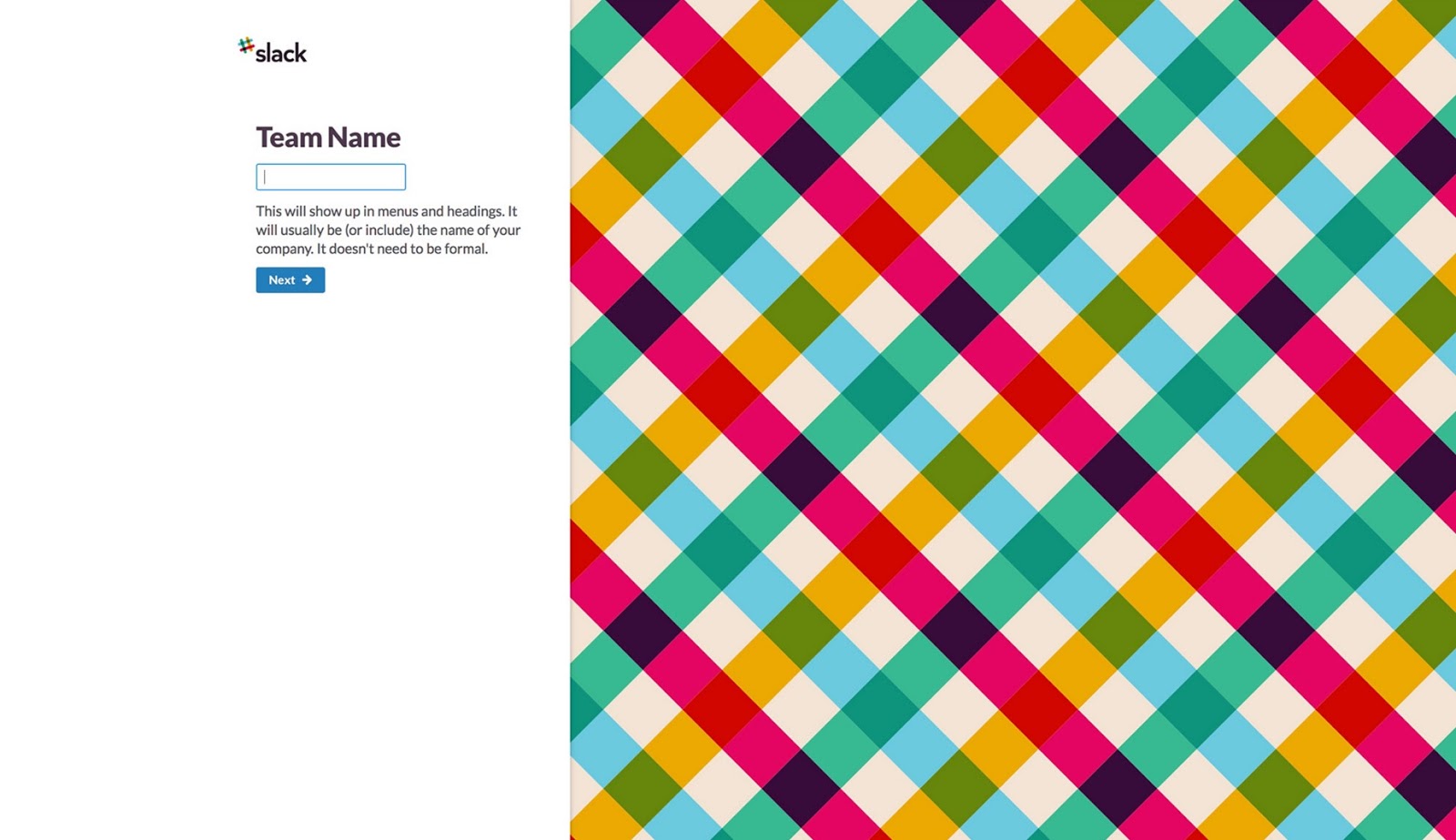 Slack old user onboarding team name step 