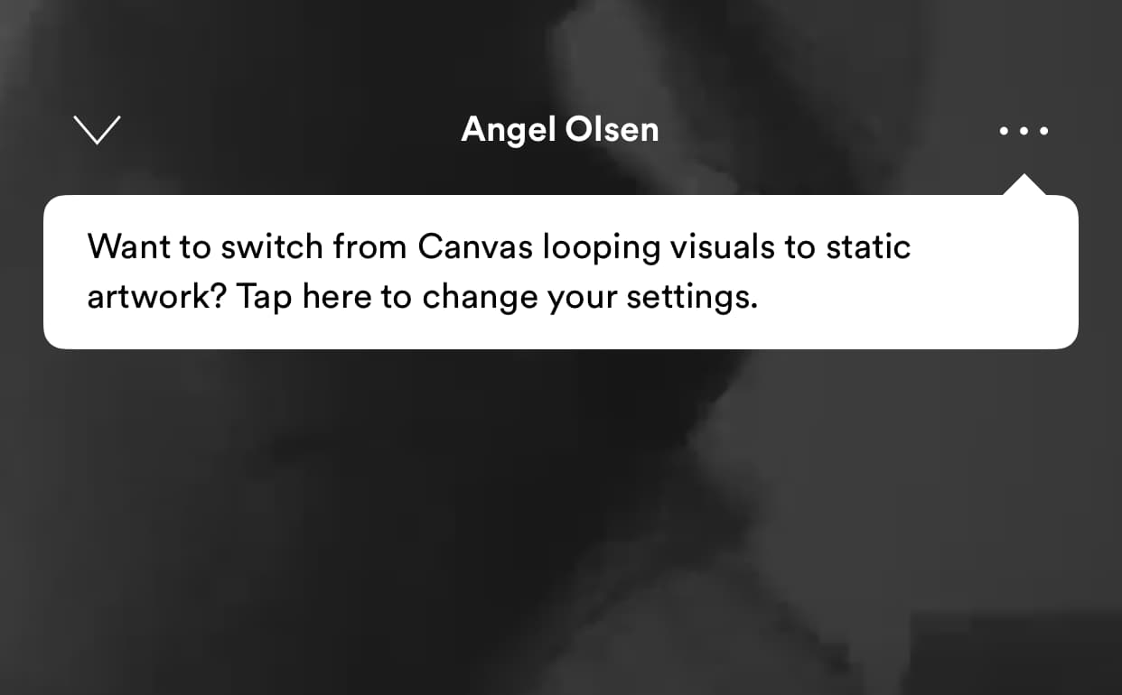 Spotify feature announcement tooltip