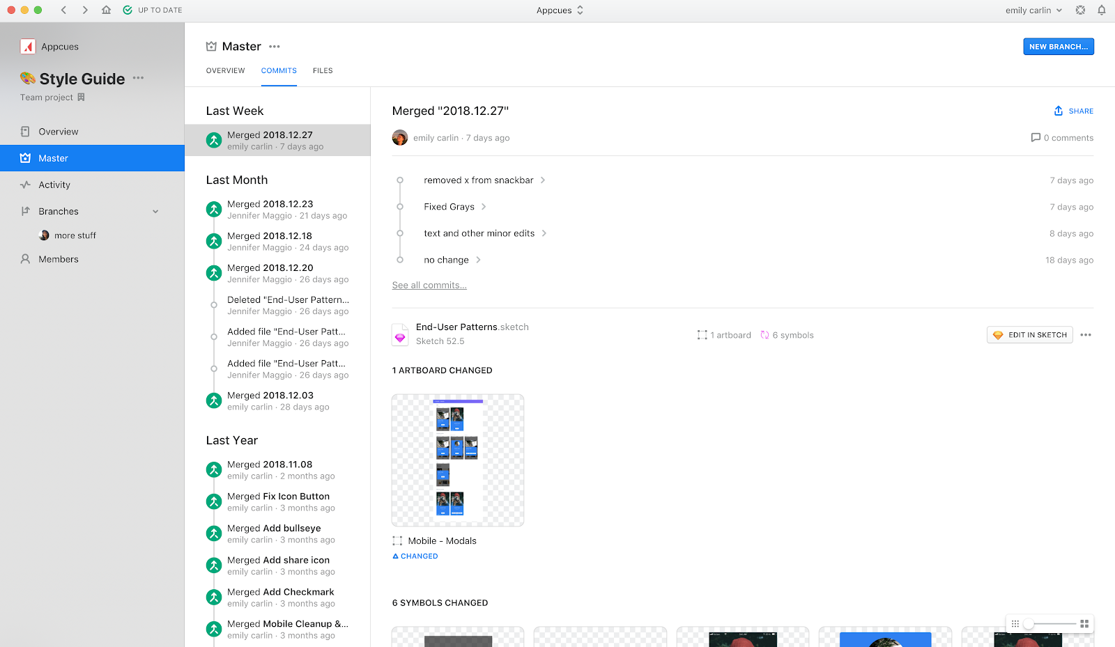 this is a screenshot of symbol library/design system tool abstract used to  manage sketch design files