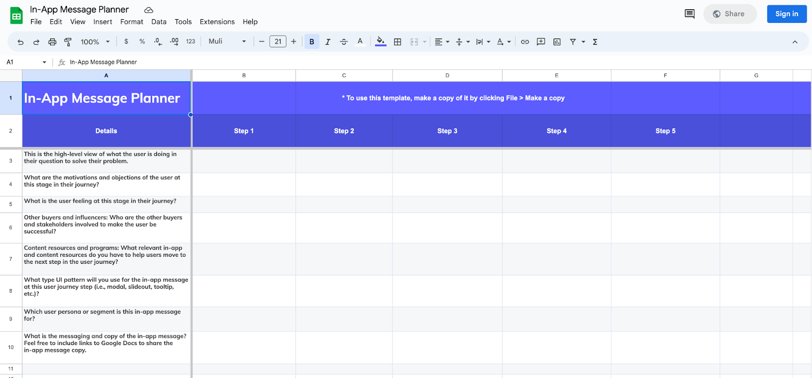 Appcues In-App Message Planner