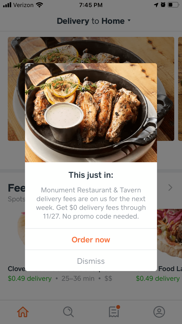 caviar personalized mobile  in app message location services