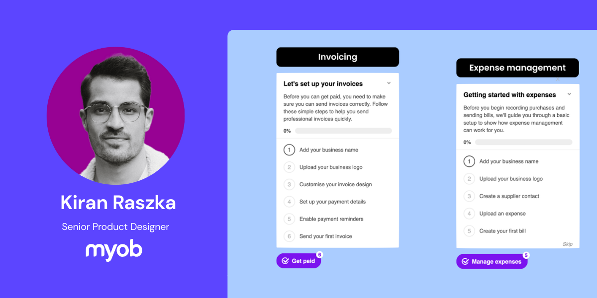 MYOB uses Appcues digital adoption platform to create interactive checklists during onboarding.
