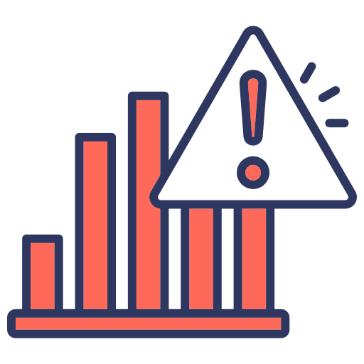 Icon of a chart with an alert