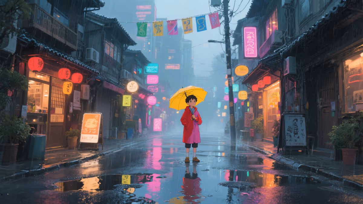 Rainy Urban Night Scene