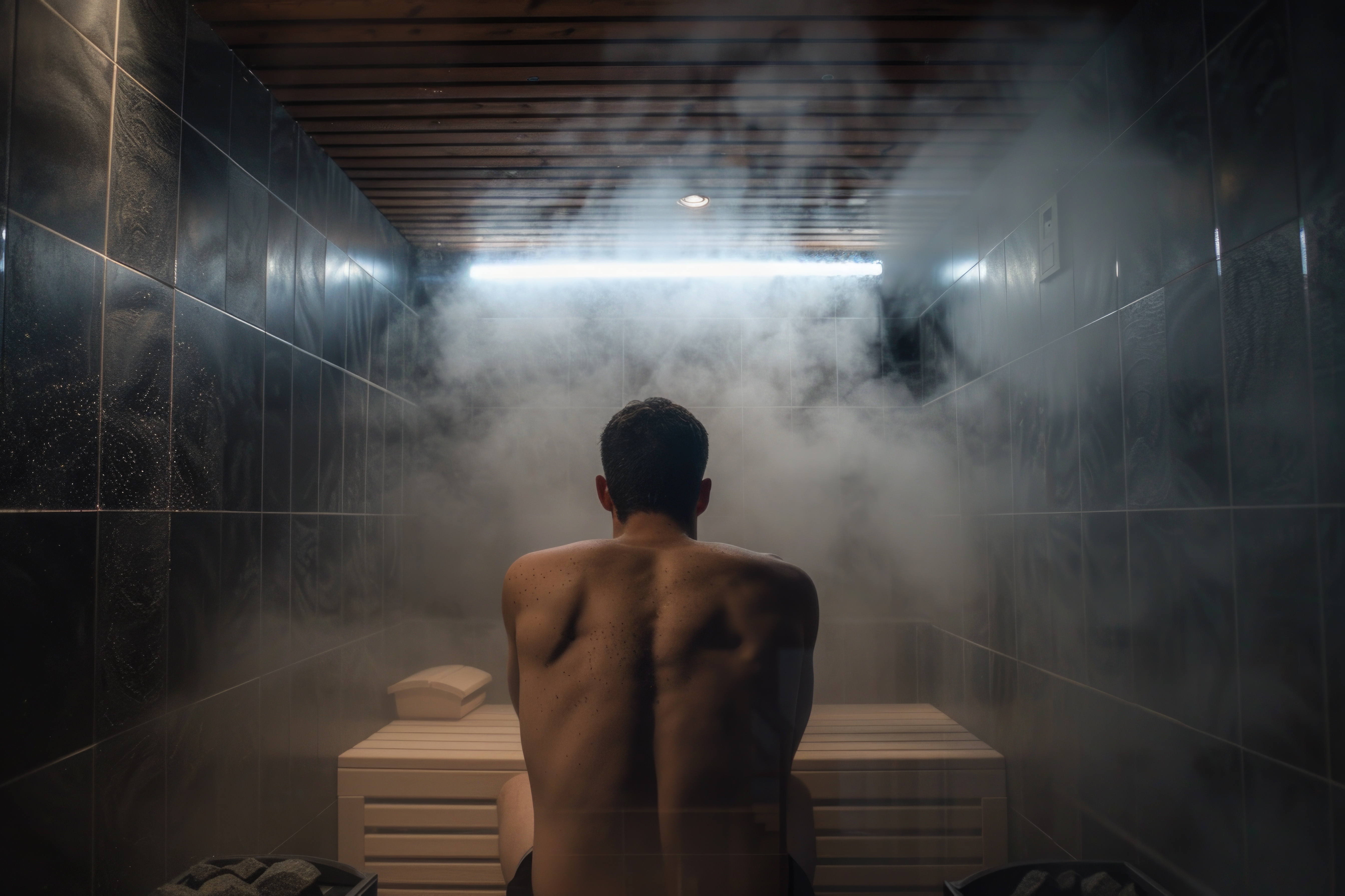 Man steaming after a hard workout