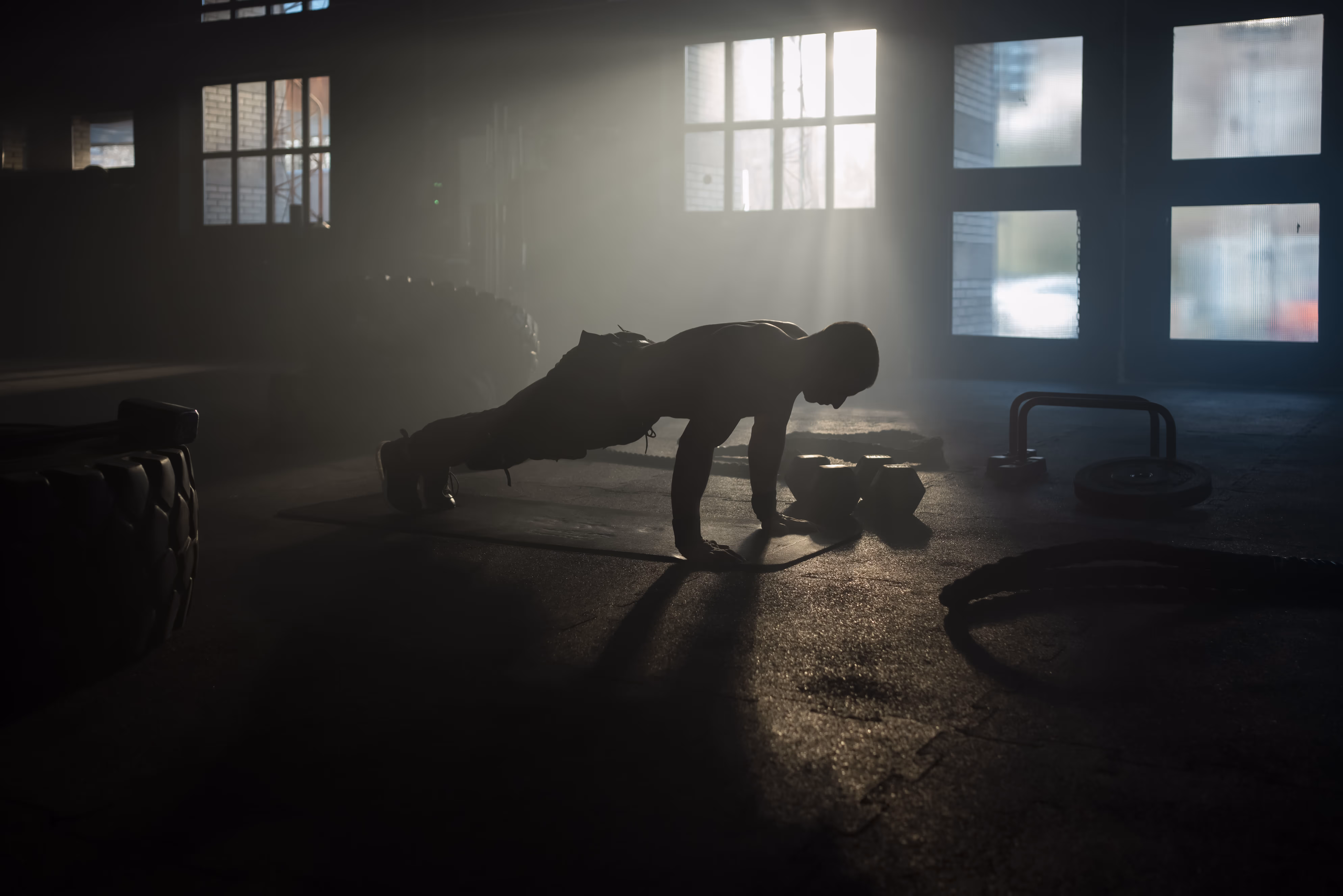 A person doing pushups.