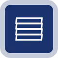 Hamburger menu icon with white lines on a blue square background