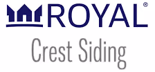 Royal Crest Siding logo with blue house icon and stylized text