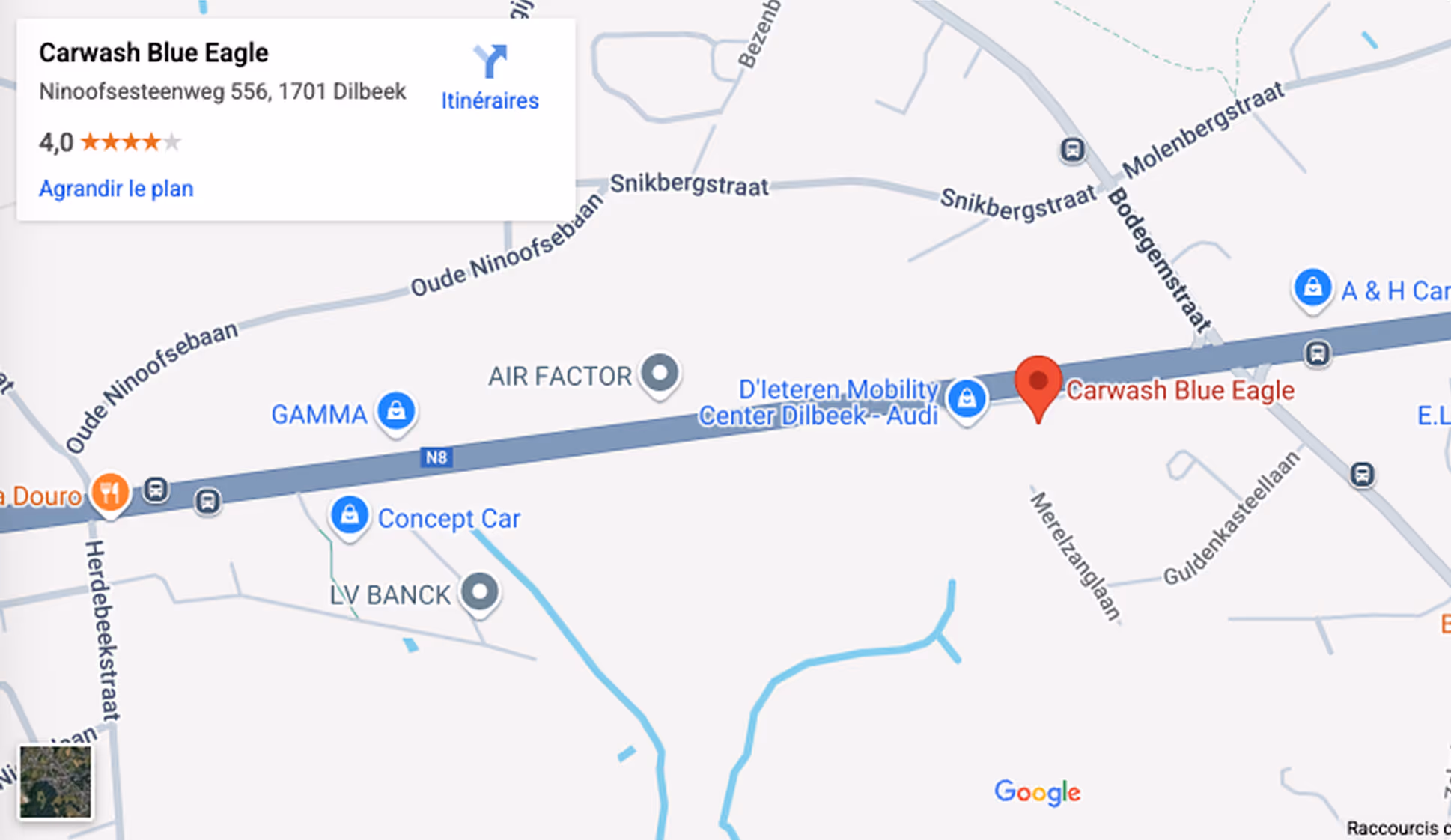 Blue Eagle - carwash Nivelles - carte