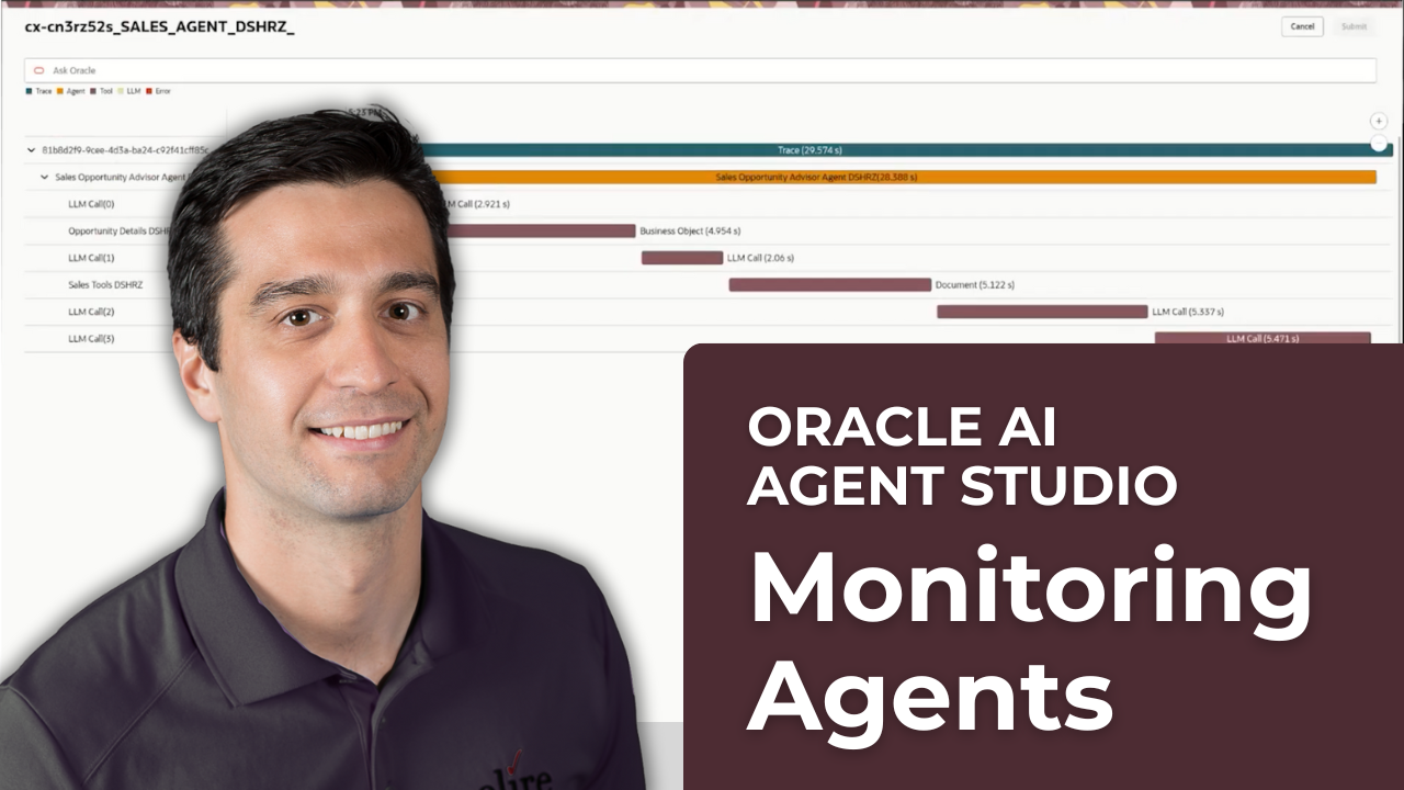 Oracle AI Agent Studio demo agent monitoring