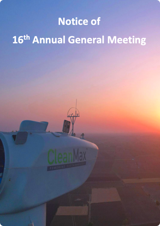 CleanMax notice of the 16th Annual General Meeting