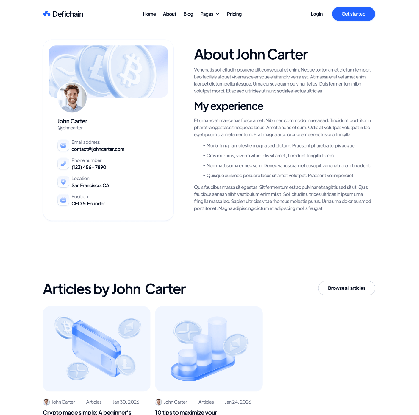DeFiChain Team Member Main Page Crypto Webflow Template | BRIX Template  
