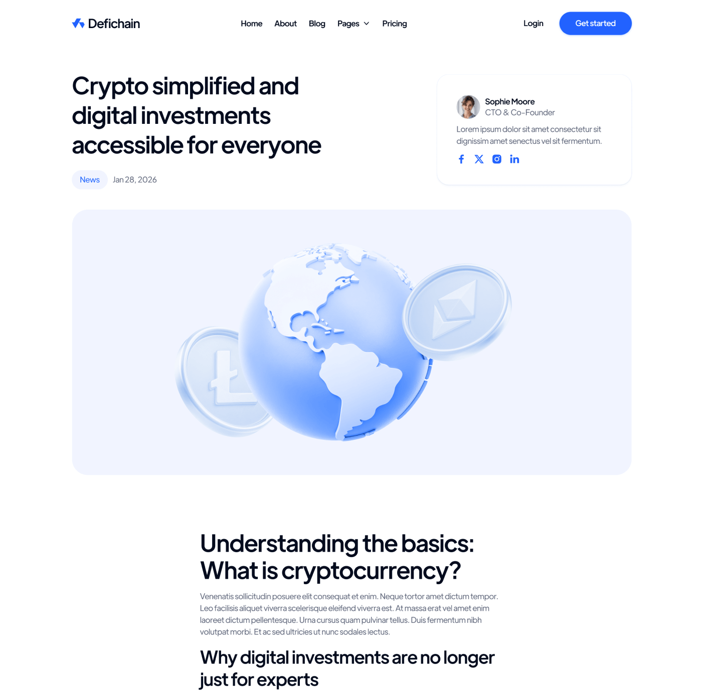 DeFiChain Blog Post Main Page Crypto Webflow Template | BRIX Template  

