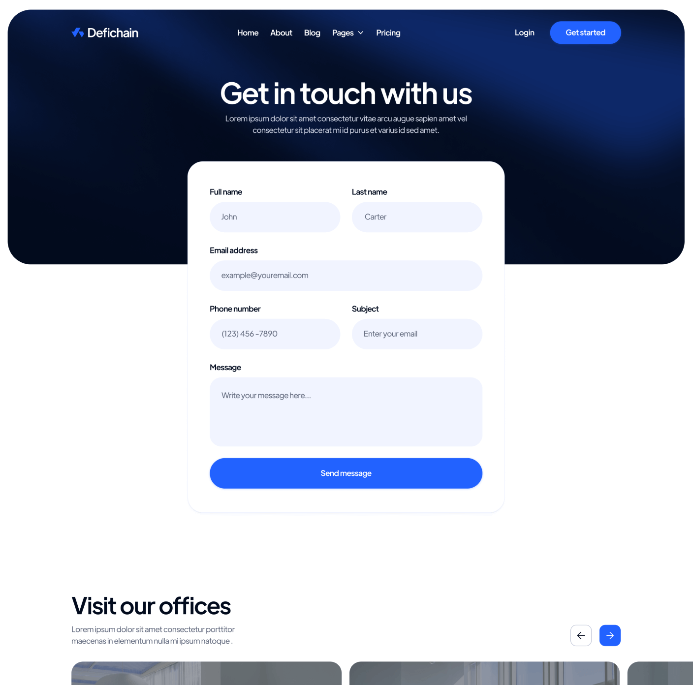 DeFiChain Contact V2 Main Page Crypto Webflow Template | BRIX Template  
