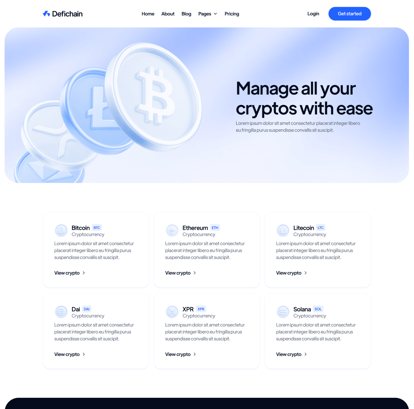 DeFiChain Cryptos Main Page Crypto Webflow Template | BRIX Template  
