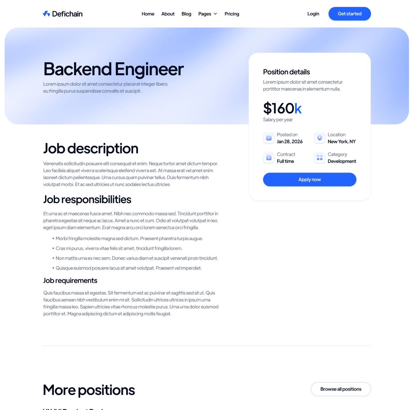 DeFiChain Career Single Main Page Crypto Webflow Template | BRIX Template  
