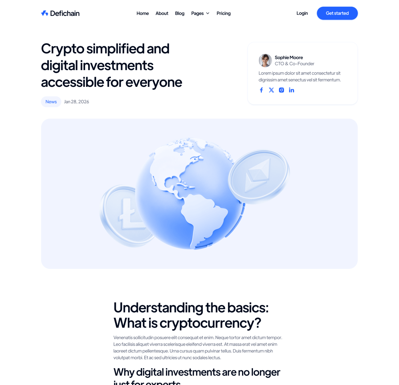 DeFiChain Blog Post Hero Page Crypto Webflow Template | BRIX Template  
