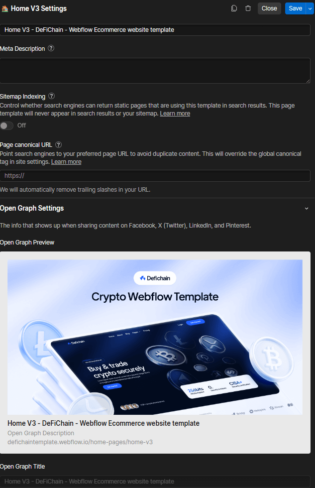 DeFiChain Webflow Template Meta Configuration | BRIX Template  
