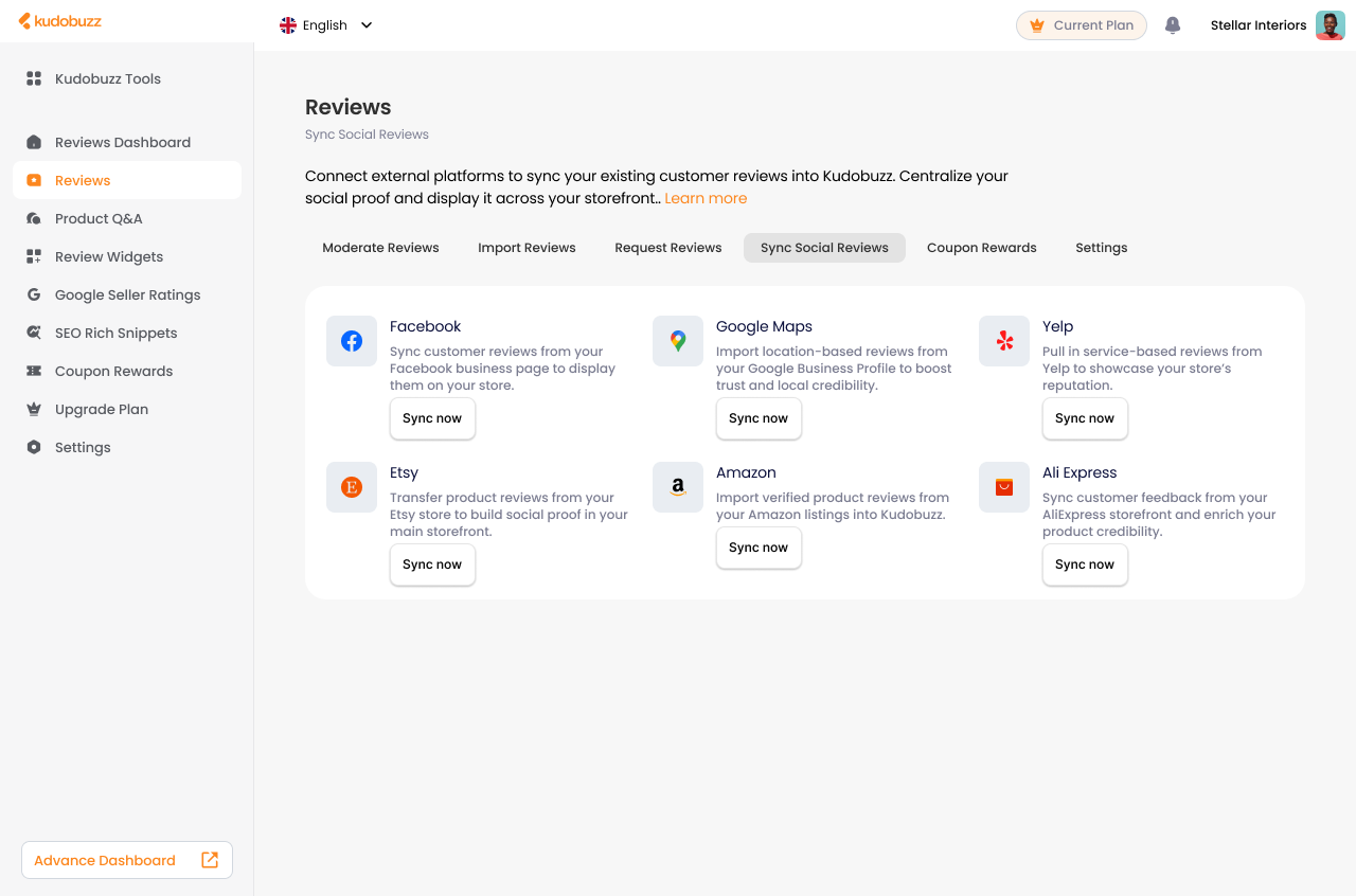 Sync Social Reviews
