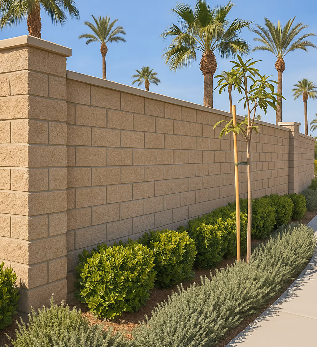 block wall sidewalk construction project