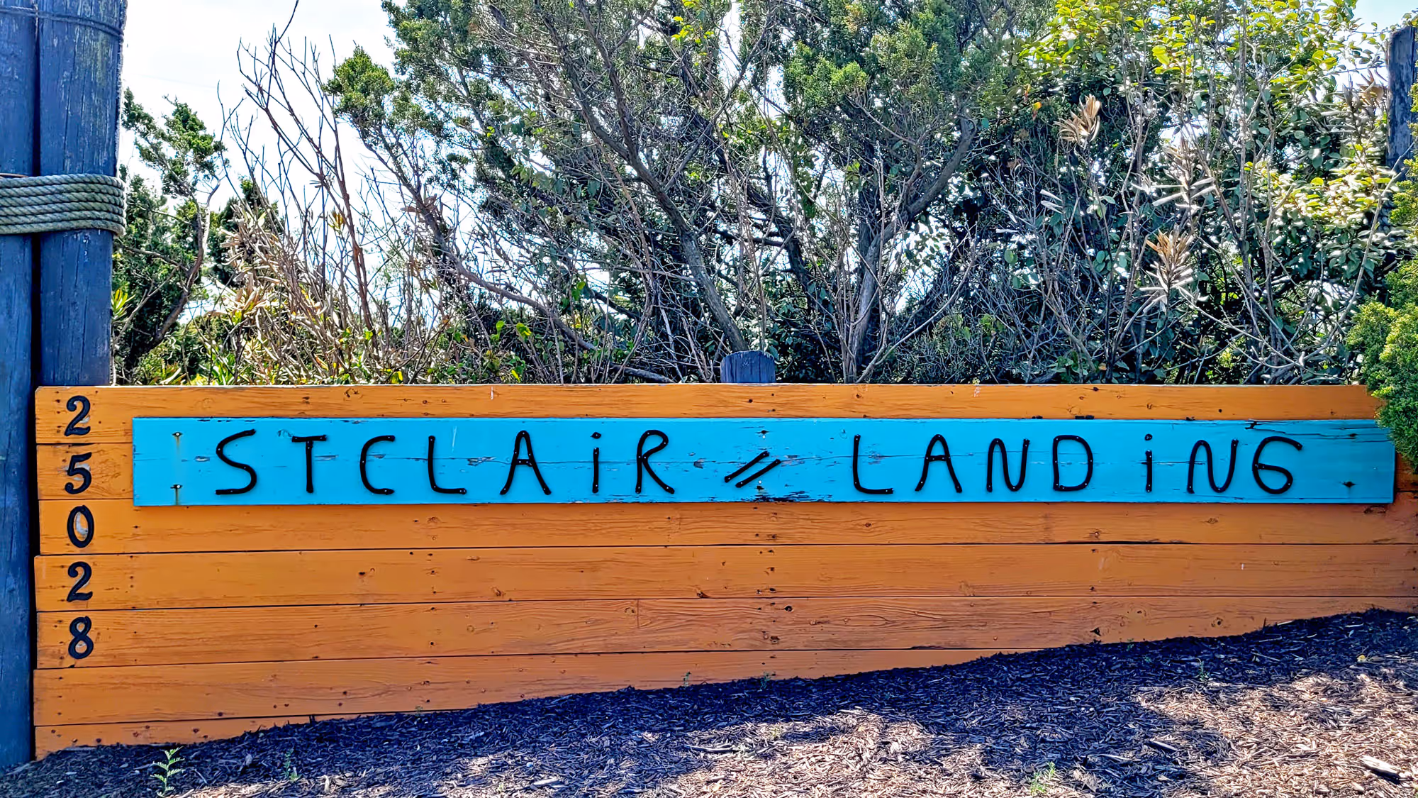 Entry sign at St Clair Landing Family Campground