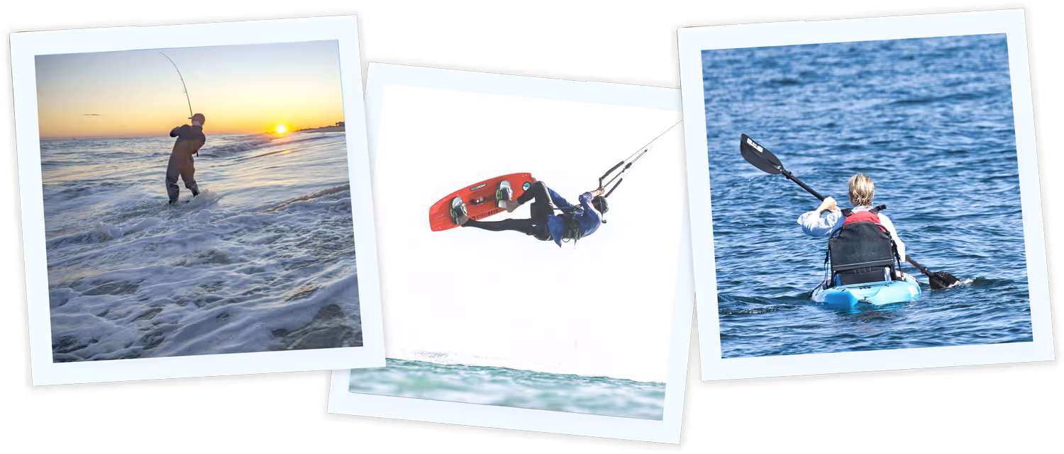 Polaroids of watersport activities on Hatteras Island