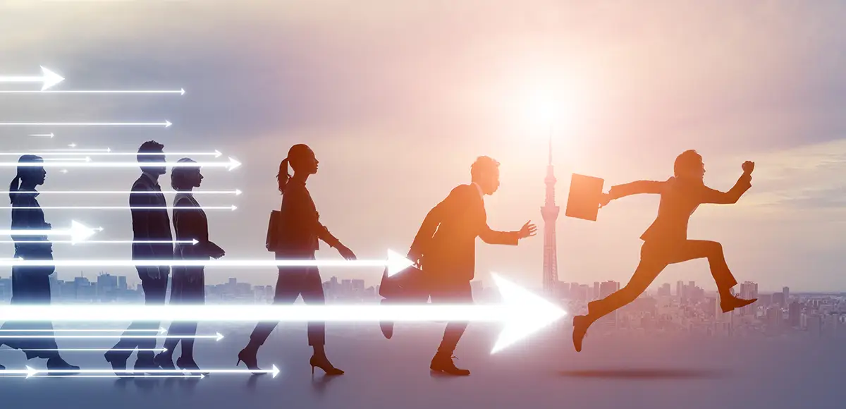Leadership strategies for AI adoption, showcasing employee engagement and overcoming resistance in corporate training.