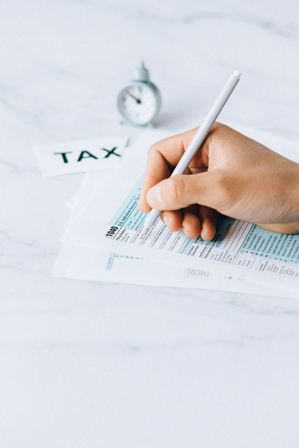 hand writing on tax documents