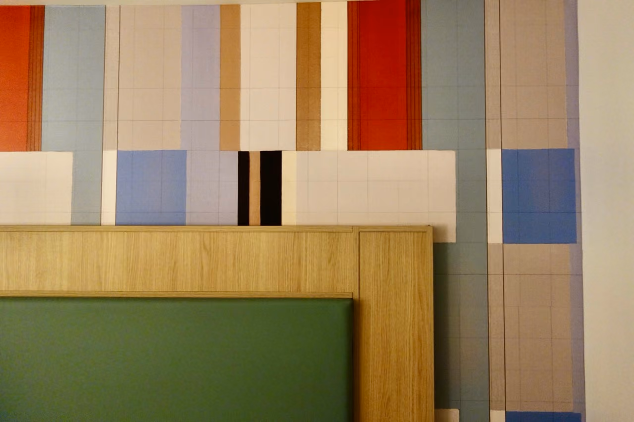 Close up of colorful mid-century wall pattern