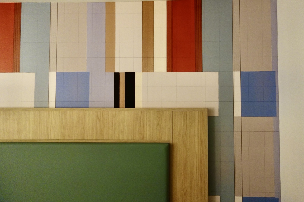 Close up of colorful mid-century wall pattern