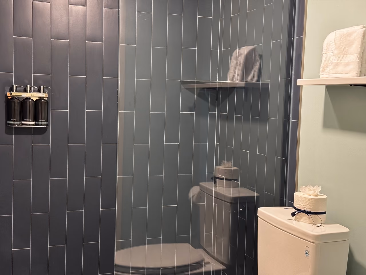 Large tiled walk-in shower