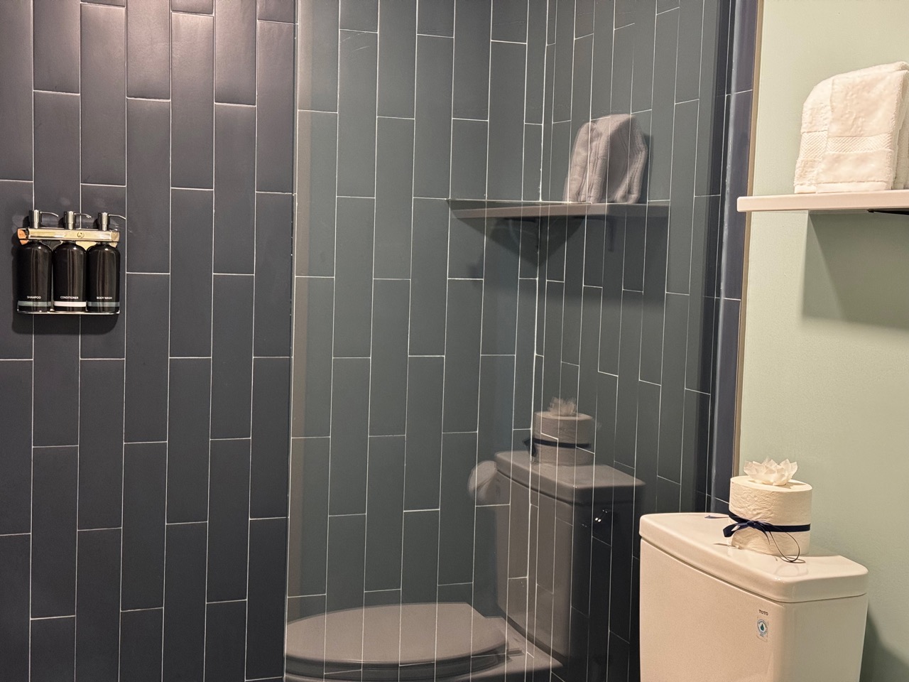 Large tiled walk-in shower