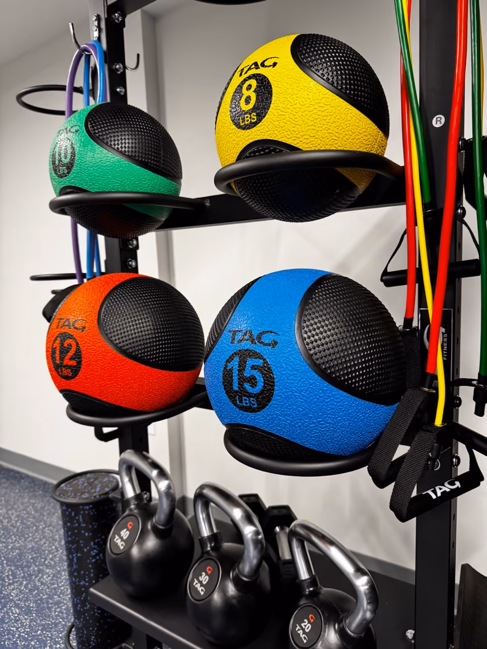 Onsite gym equipment, weights and exercise bands  