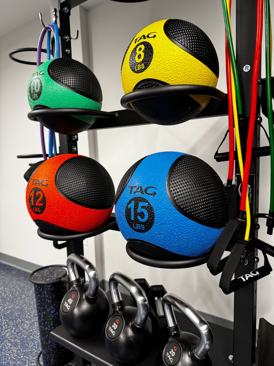 Onsite gym equipment, weights and exercise bands  