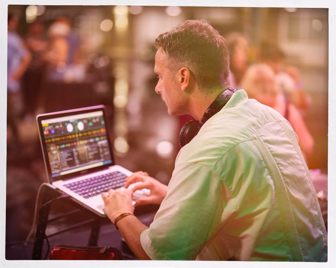 DJ at an outdoor evening event