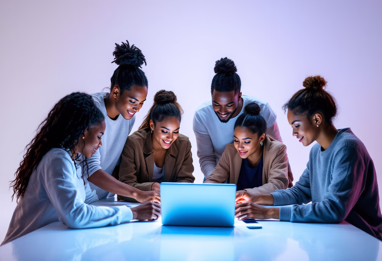 image of students collaborating on a project (for a edtech)