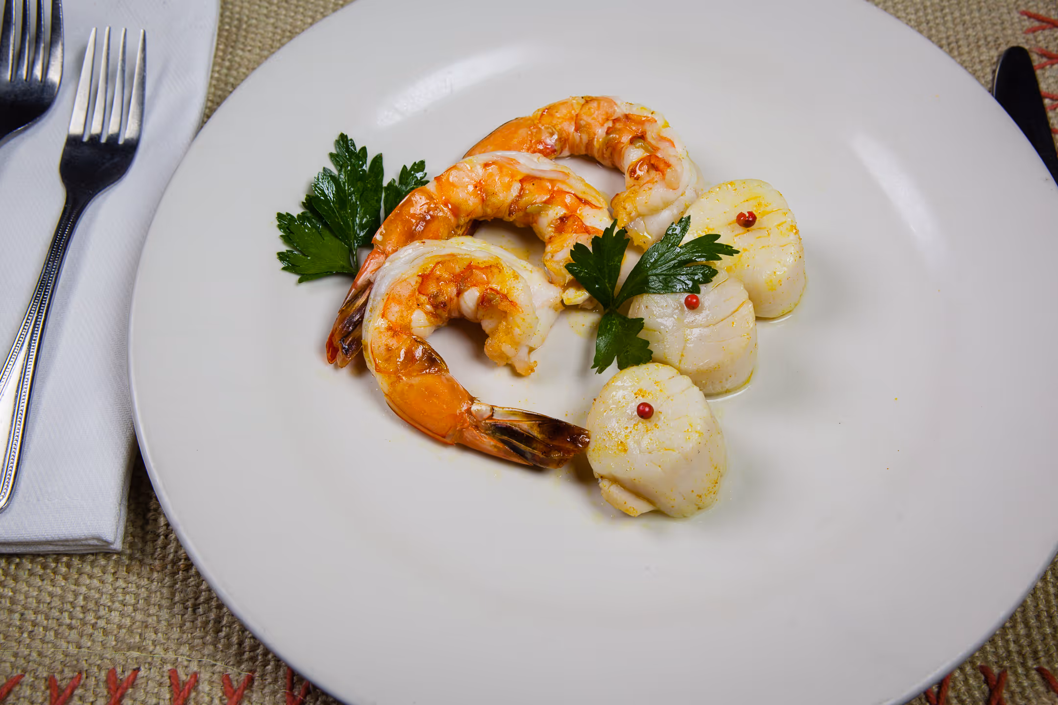 A food photography image of a shrimp and scallop special from Non Solo Pasta.