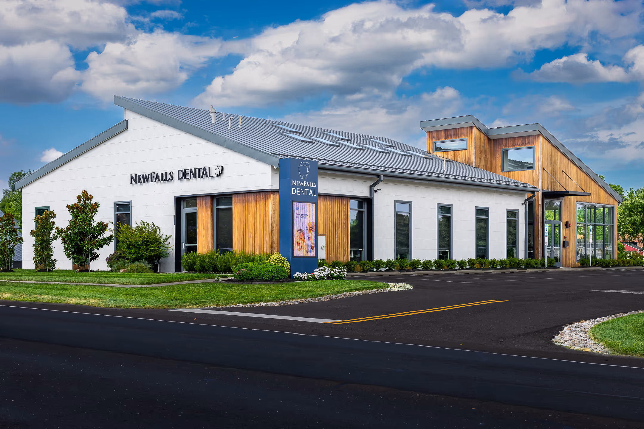 An architectural image of New Falls Dental in Levittown PA created by Sunny72 Creative.