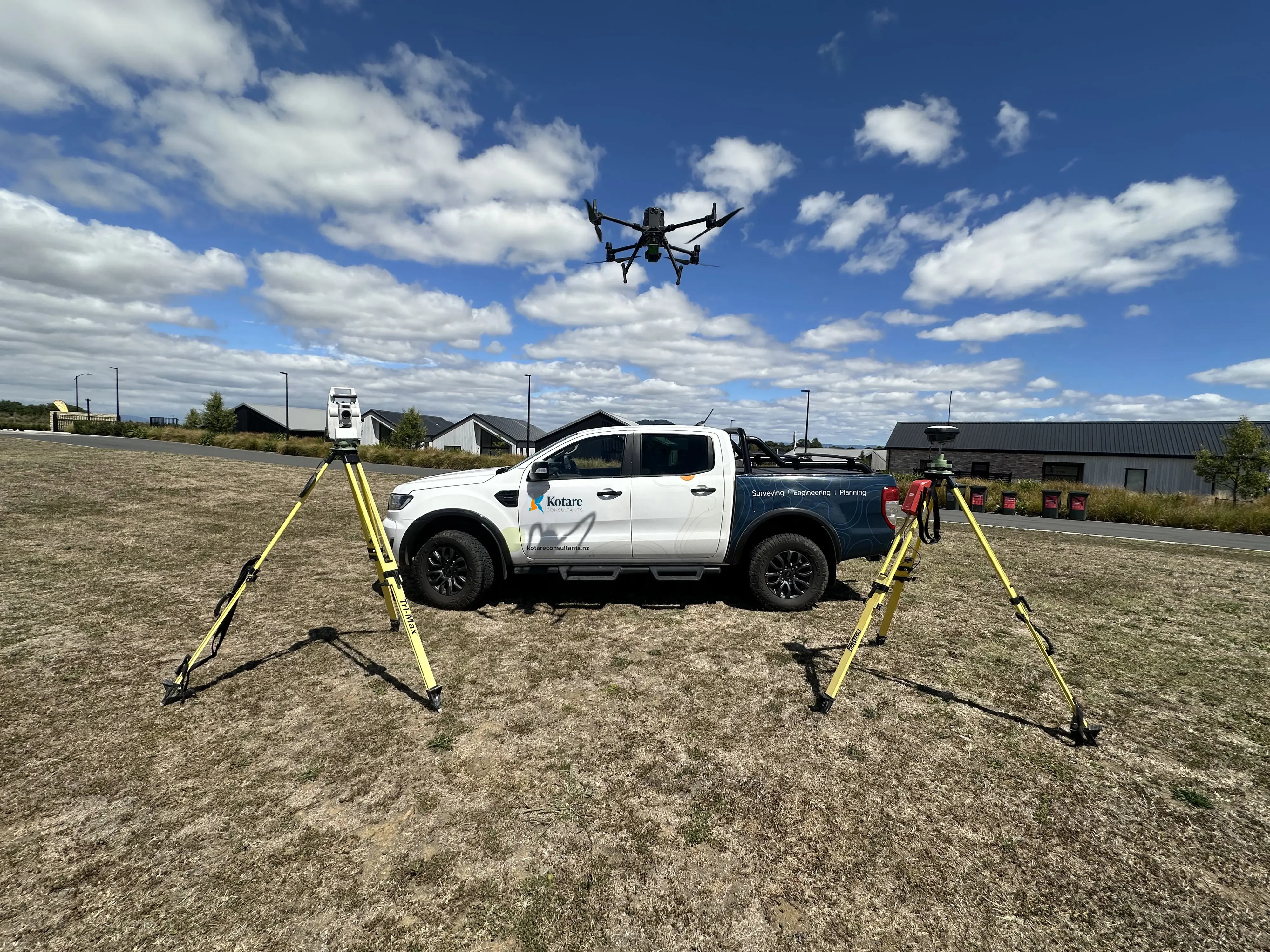 image of drone surveying crops
