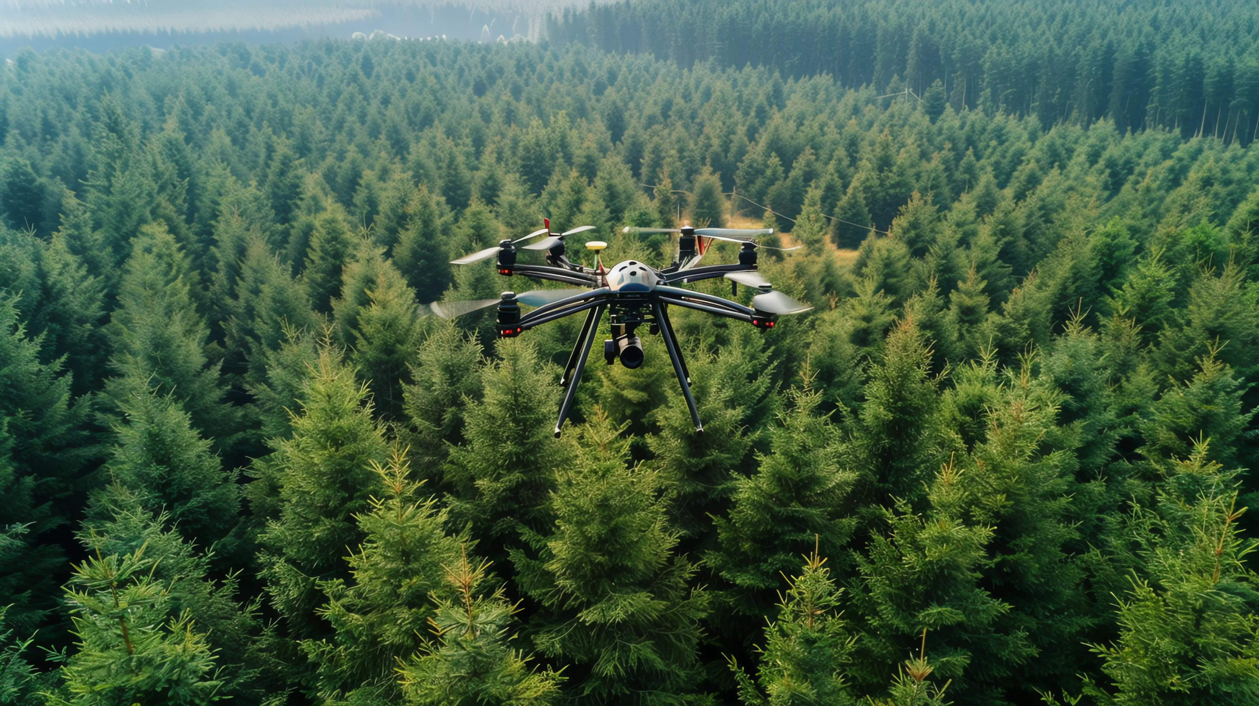 image of drone surveying crops