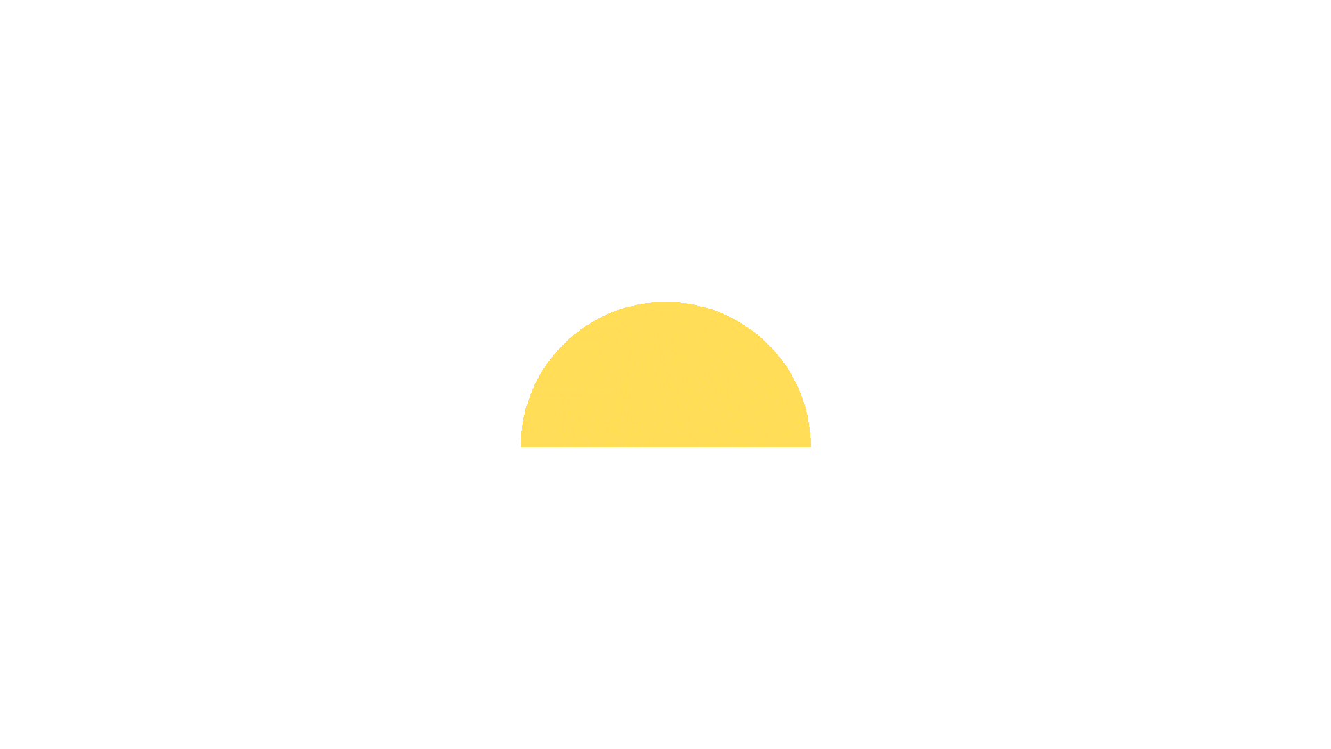 Yellow semicircle bell curve icon on white background.