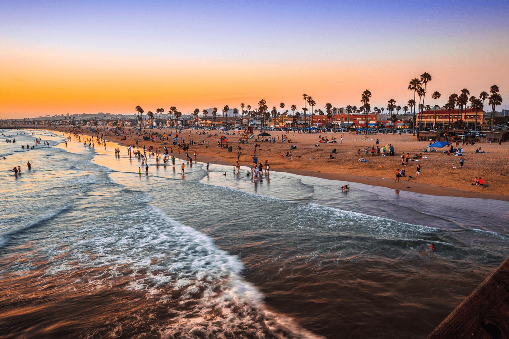 Orange county beach at sunset