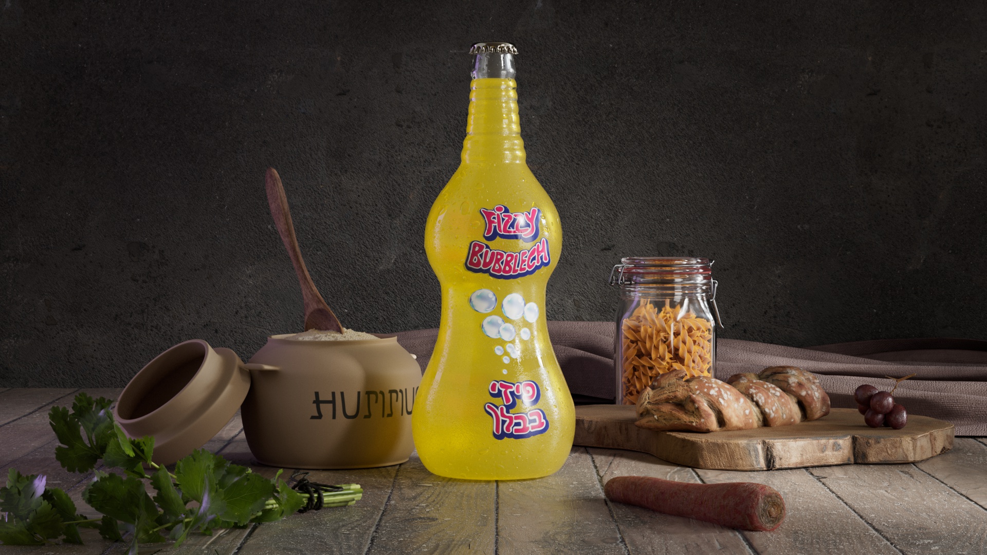 Fizzy Bubblech — 3D продуктовая визуализация бутылки