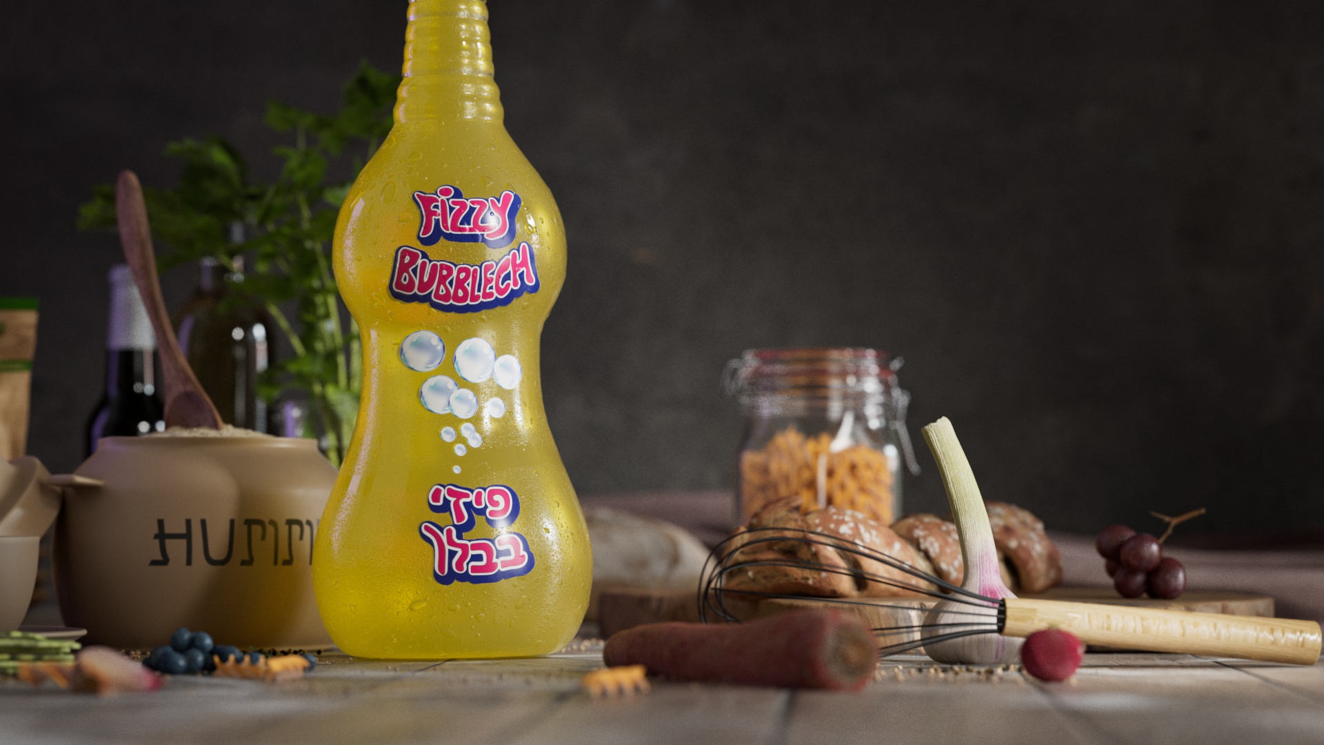 Fizzy Bubblech — 3D продуктовая визуализация бутылки