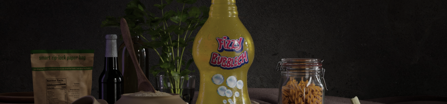 Fizzy Bubblech — 3D продуктовая визуализация бутылки