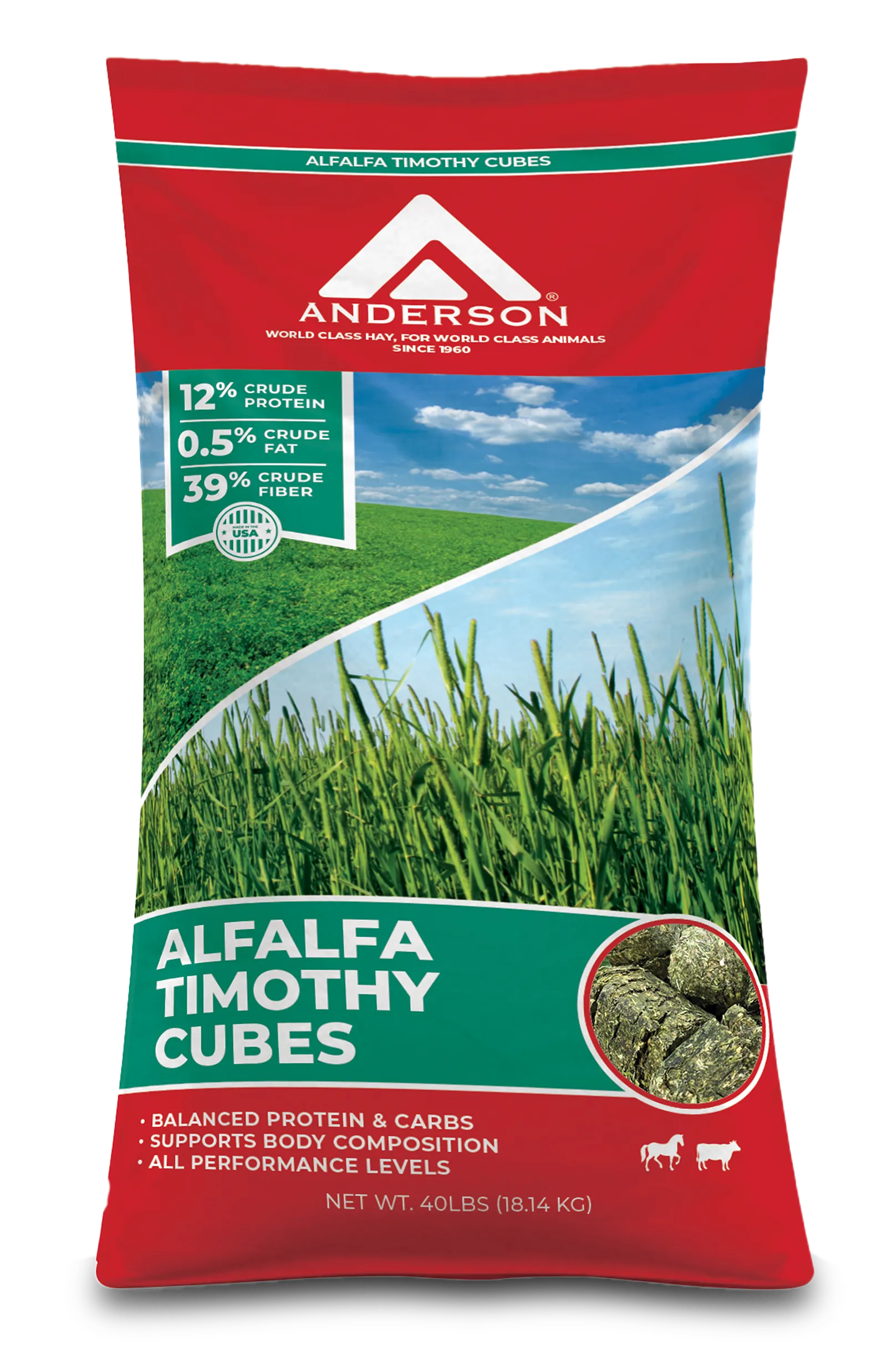 Anderson Alfalfa Timothy Cubes 40LB Bag