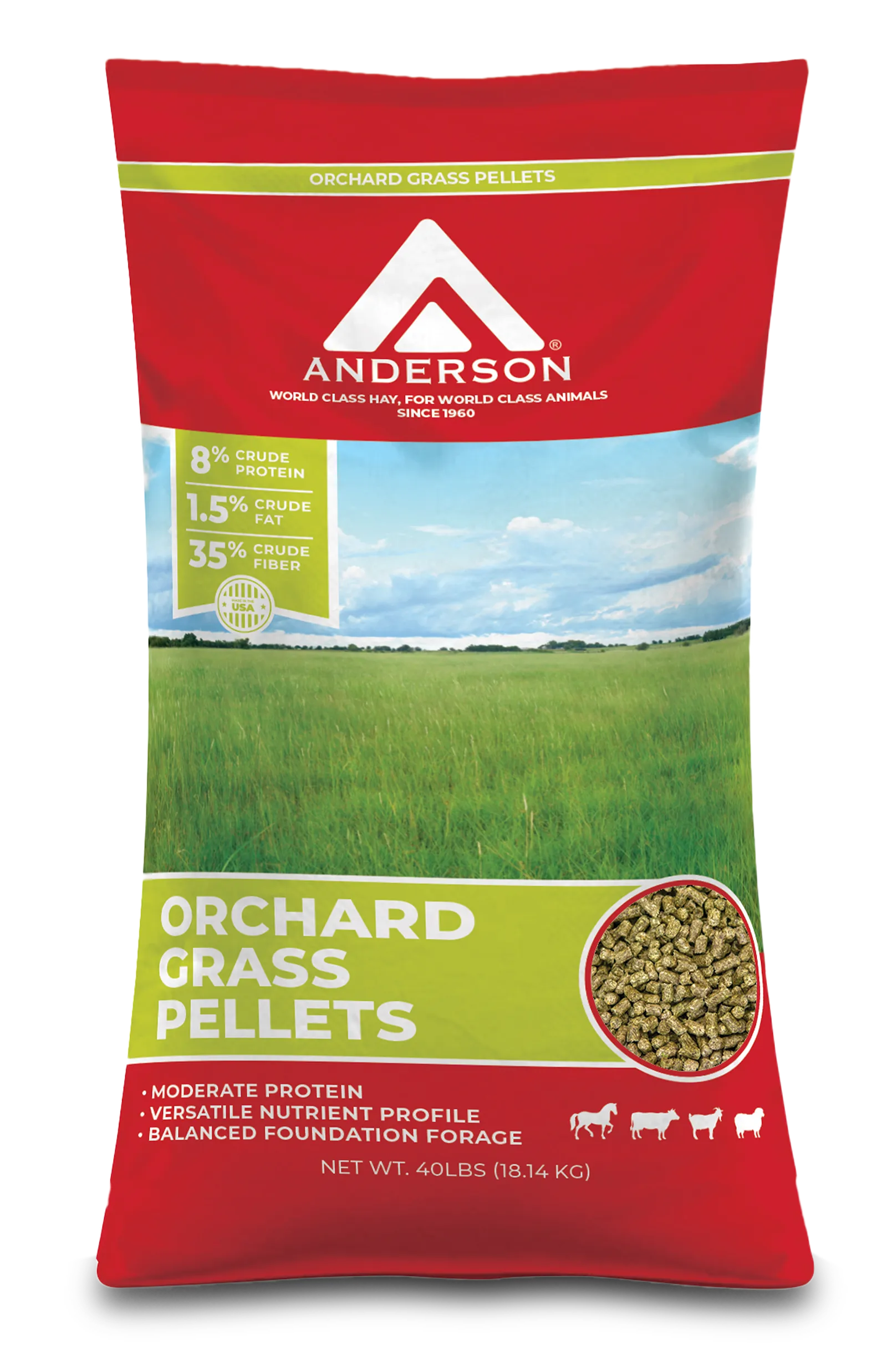 Anderson Orchard Grass Pellets 40LB Bag