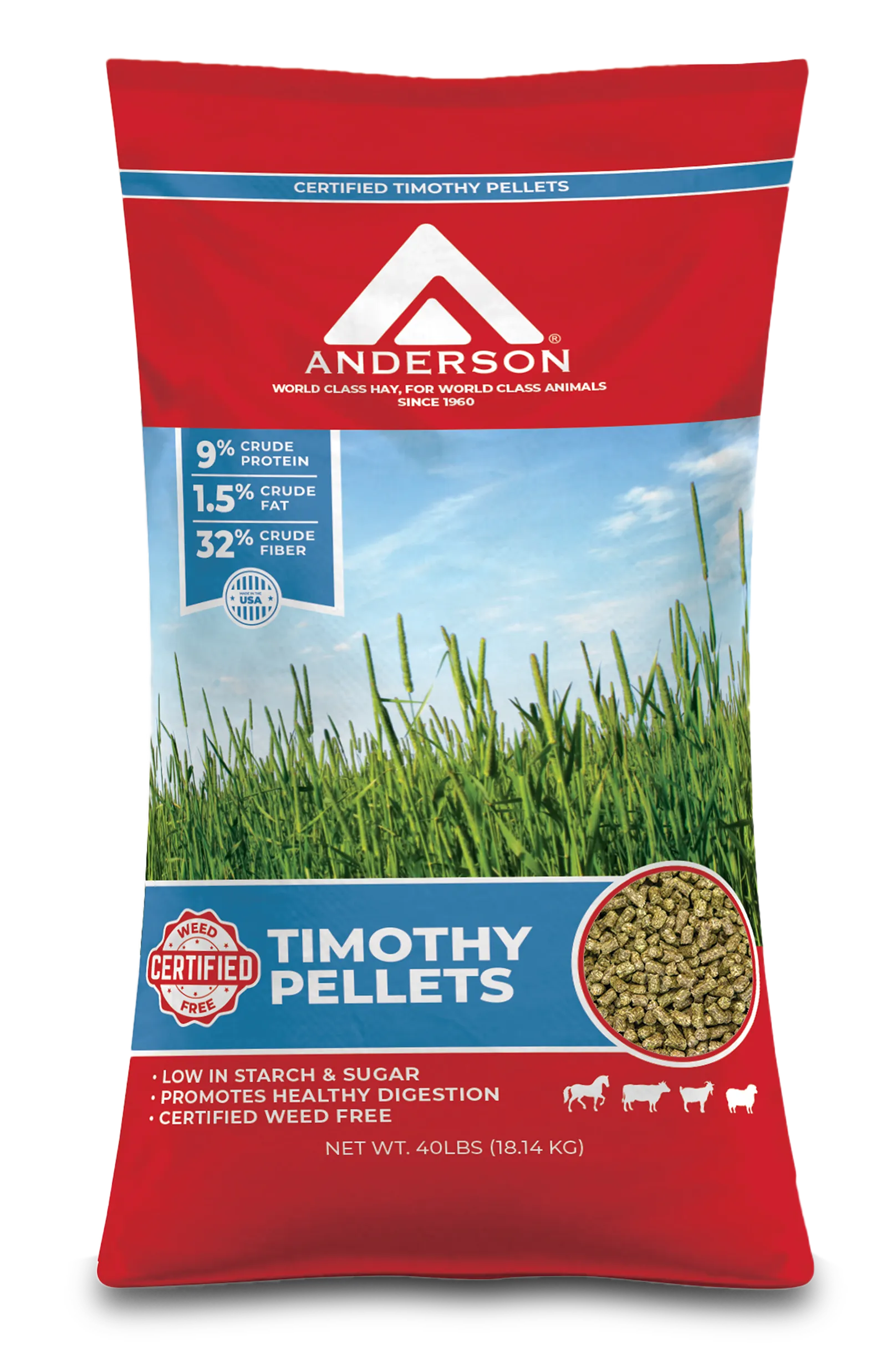 Anderson Certified Timothy Pellets 40LB Bag
