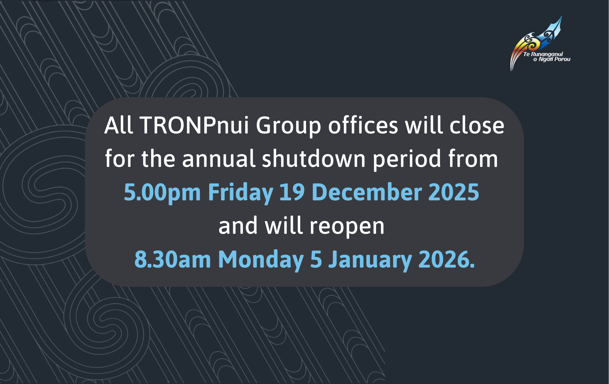 TRONPnui Office Closure